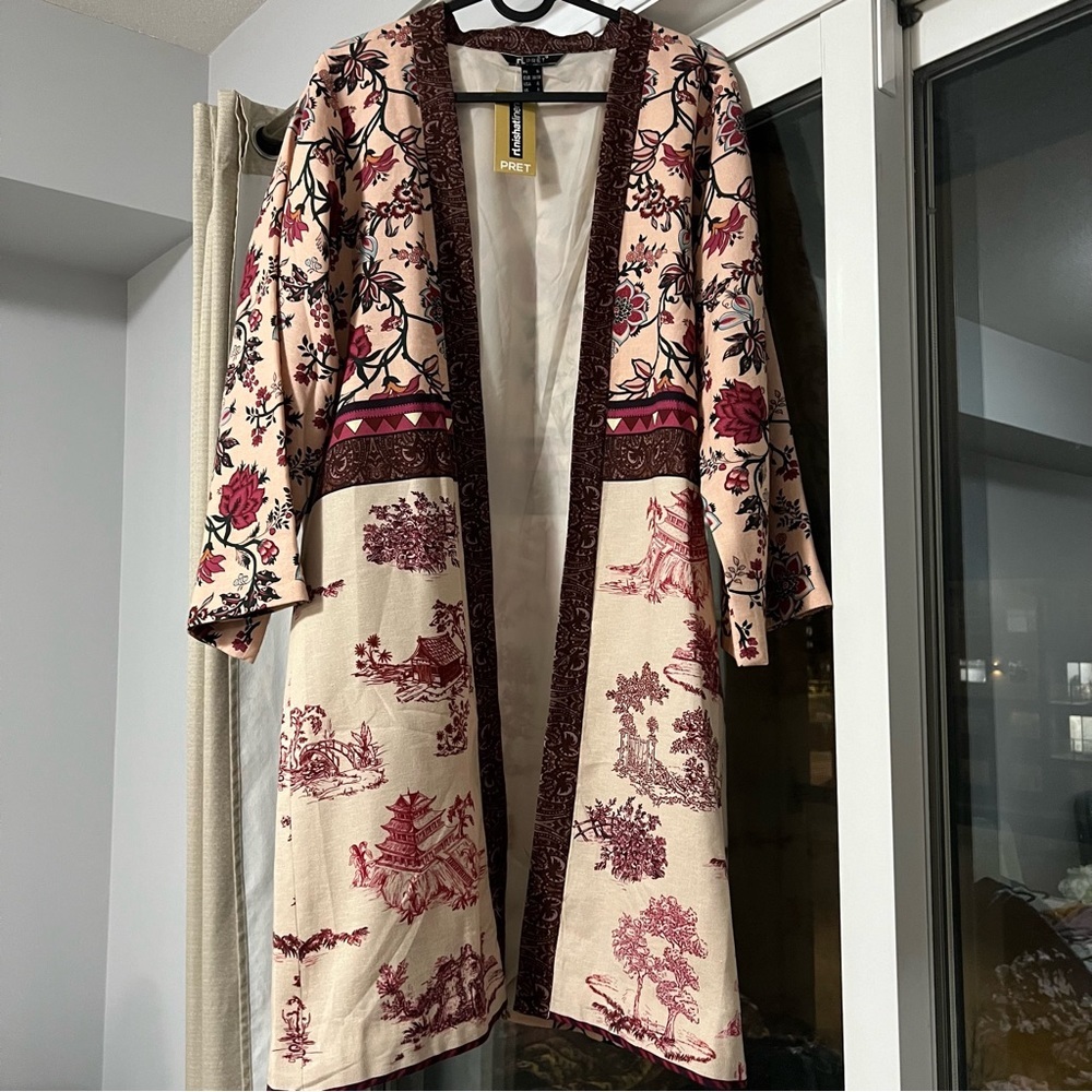 NWT Cotton Blend Pink Floral Spring Coat
